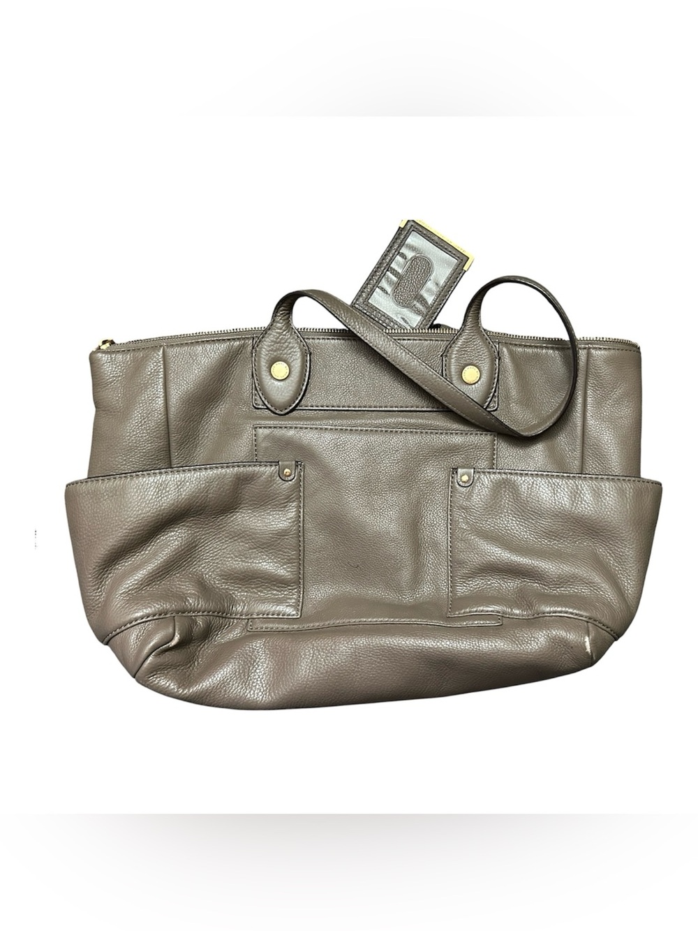 Marc by Marc Jacobs Gray Pebbled Leather Tote with Exterior Pockets - Picture 3 of 15